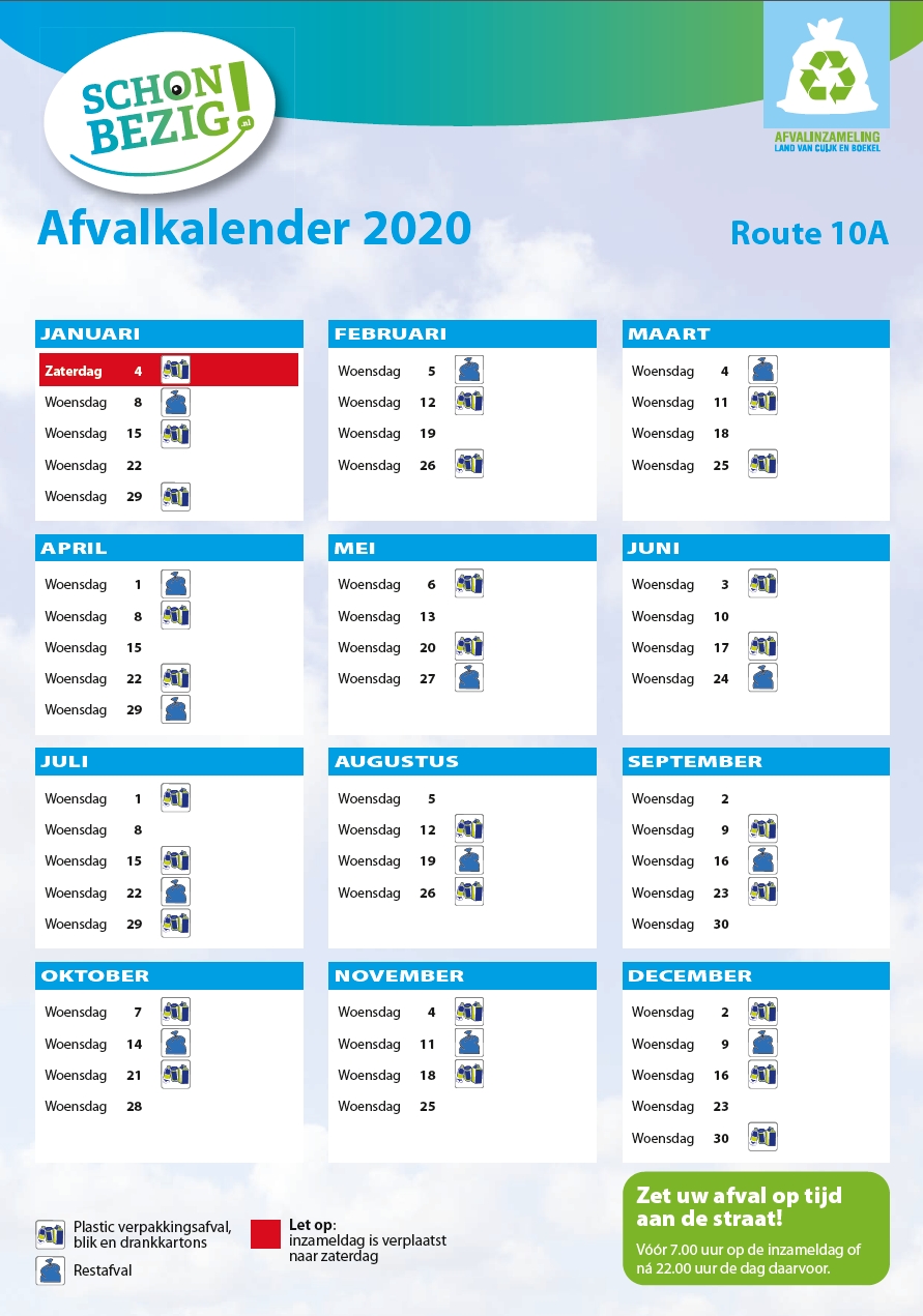 Afvalkalender Centrummanagement Cuijk