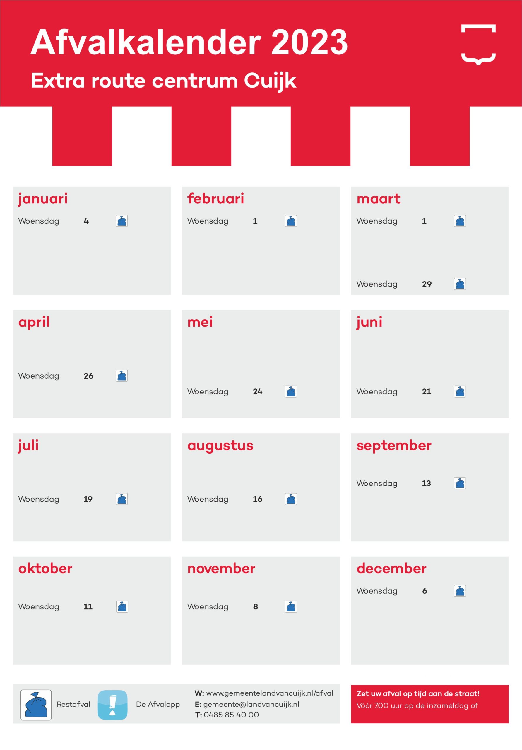 Afvalkalender Centrummanagement Cuijk